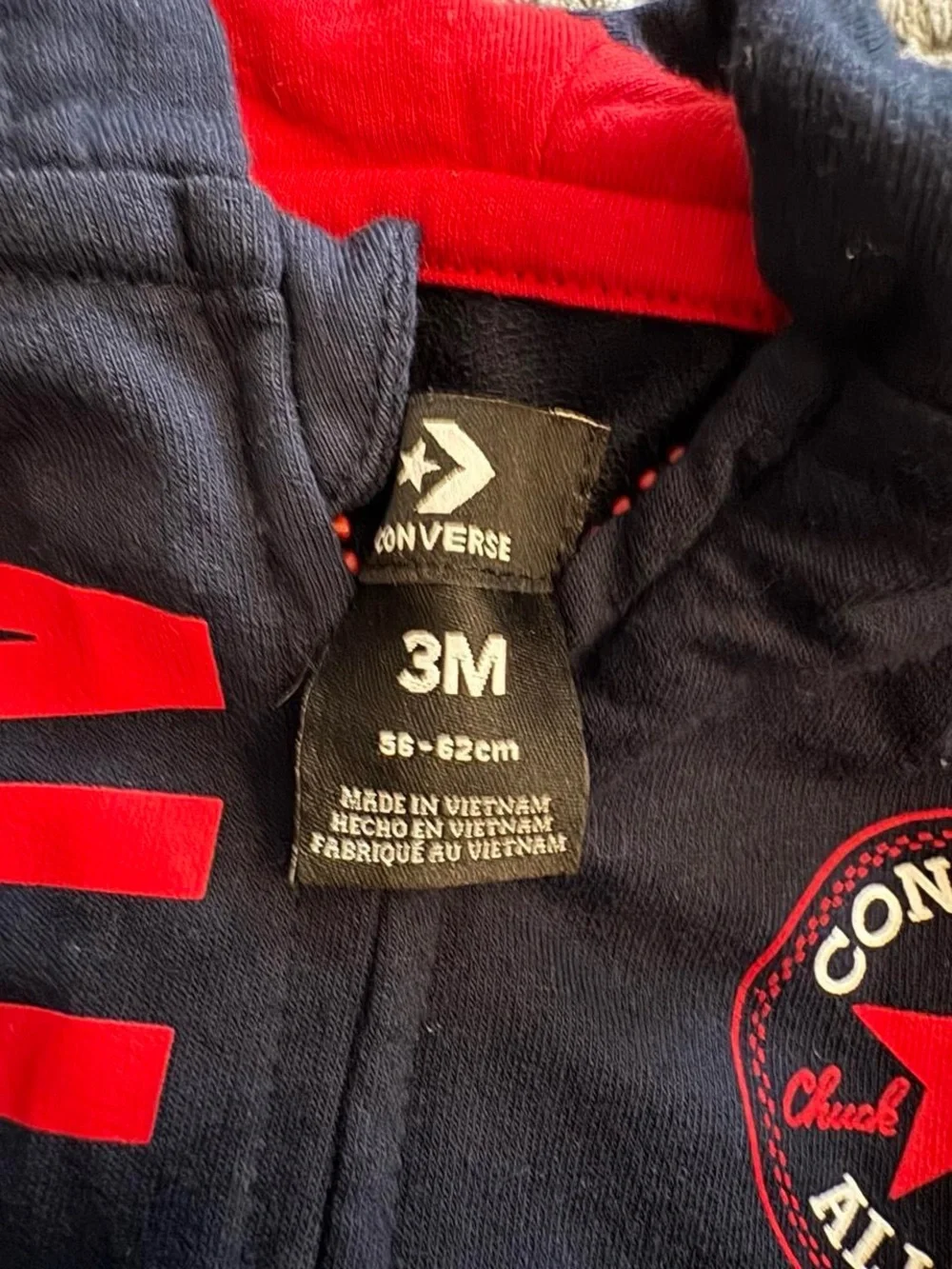 Converse Navy One-Piece Footie with Red Lining & Graphics